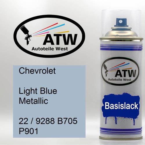 Chevrolet, Light Blue Metallic, 22 / 9288 B705 P901: 400ml Sprühdose, von ATW Autoteile West.